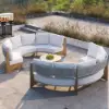 8 Pieces Farmhouse Curved Modular Outdoor Patio Sectional Sofa Set with Coffee Table