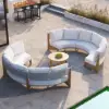 8 Pieces Farmhouse Curved Modular Outdoor Patio Sectional Sofa Set with Coffee Table
