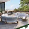 8 Pieces Farmhouse Curved Modular Outdoor Patio Sectional Sofa Set with Coffee Table
