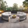 8 Pieces Farmhouse Curved Modular Outdoor Patio Sectional Sofa Set with Coffee Table