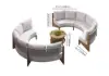 8 Pieces Farmhouse Curved Modular Outdoor Patio Sectional Sofa Set with Coffee Table