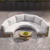 8 Pieces Farmhouse Curved Modular Outdoor Patio Sectional Sofa Set with Coffee Table
