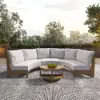 8 Pieces Farmhouse Curved Modular Outdoor Patio Sectional Sofa Set with Coffee Table