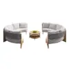 8 Pieces Farmhouse Curved Modular Outdoor Patio Sectional Sofa Set with Coffee Table