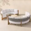 8 Pieces Farmhouse Curved Modular Outdoor Patio Sectional Sofa Set with Coffee Table