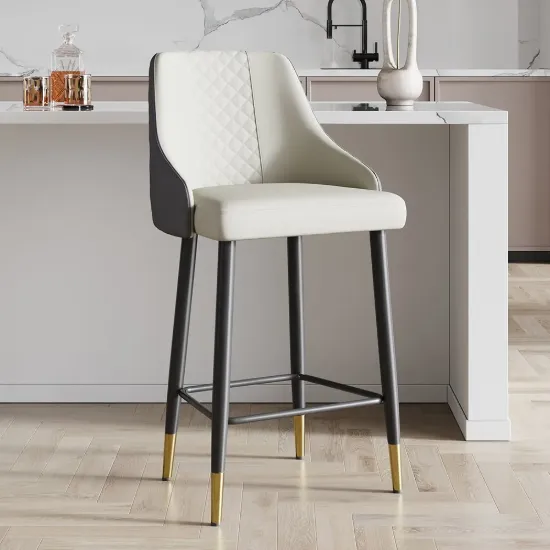 Diamic Grey PU Leather Counter Stool with Upholstered, 1 Piece