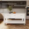 Modern 153 cm Wood Kitchen Island with Wheels & Cabinets
