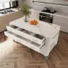 Modern 153 cm Wood Kitchen Island with Wheels & Cabinets