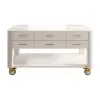 Modern 153 cm Wood Kitchen Island with Wheels & Cabinets