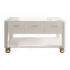 Modern 153 cm Wood Kitchen Island with Wheels & Cabinets