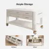 Modern 153 cm Wood Kitchen Island with Wheels & Cabinets