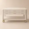 Modern 153 cm Wood Kitchen Island with Wheels & Cabinets