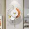 Modern 3D Round Wall Clock Decor Gold Pendulum Geometric Mute Metal Home Clock Art