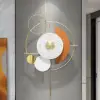 Modern 3D Round Wall Clock Decor Gold Pendulum Geometric Mute Metal Home Clock Art