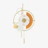 Modern 3D Round Wall Clock Decor Gold Pendulum Geometric Mute Metal Home Clock Art