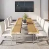 River 2400mm Live-Edge Conference Table Rectangle Table Cable Management Natural & Clear
