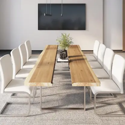 Picture of River 2400mm Live-Edge Conference Table Rectangle Table Cable Management Natural & Clear