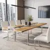 River 2400mm Live-Edge Conference Table Rectangle Table Cable Management Natural & Clear