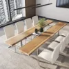 River 2400mm Live-Edge Conference Table Rectangle Table Cable Management Natural & Clear