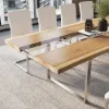 River 2400mm Live-Edge Conference Table Rectangle Table Cable Management Natural & Clear