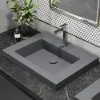 600mm Rectangular Concrete Gray Drop-in Bathroom Basin