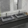 600mm Rectangular Concrete Gray Drop-in Bathroom Basin