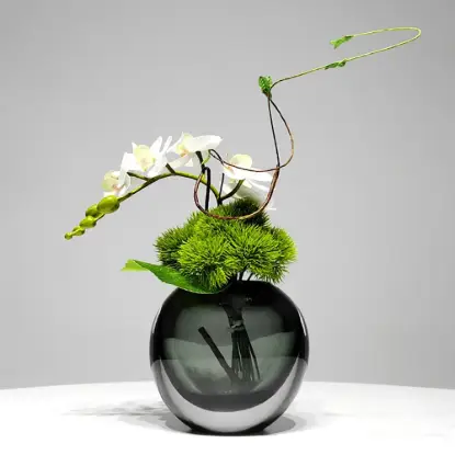 White Artificial Flower Arrangement in Vase Dining Table Centerpiece Fake Flower Decor