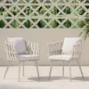 Outdoor Rope Weave & Aluminium Dining Chairs in Beige, Set of 2