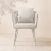 Outdoor Rope Weave & Aluminium Dining Chairs in Beige, Set of 2