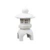 Outdoor Garden Geometric Japanese Solar Lantern Sculpture Statue Asian Decor in White