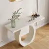 Modern 100 cm White Console Table with Round Base for Entryway