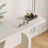 Modern 100 cm White Console Table with Round Base for Entryway
