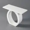 Modern 100 cm White Console Table with Round Base for Entryway
