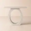 Modern 100 cm White Console Table with Round Base for Entryway