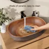 Ceramic Oval Bathroom Vessel Sink Retro Washbasin