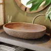 Ceramic Oval Bathroom Vessel Sink Retro Washbasin