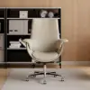 Modern Ivory PU Leather Upholstered High Back Office Chair