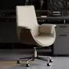 Modern Ivory PU Leather Upholstered High Back Office Chair
