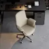 Modern Ivory PU Leather Upholstered High Back Office Chair