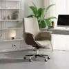 Modern Ivory PU Leather Upholstered High Back Office Chair