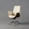 Modern Ivory PU Leather Upholstered High Back Office Chair