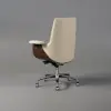 Modern Ivory PU Leather Upholstered High Back Office Chair