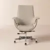 Modern Ivory PU Leather Upholstered High Back Office Chair