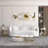 Modern 51 cm White Round Sintered Stone End Table with 2 Tiers