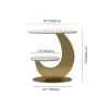 Modern 51 cm White Round Sintered Stone End Table with 2 Tiers