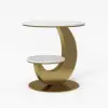 Modern 51 cm White Round Sintered Stone End Table with 2 Tiers
