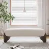 Curva Boucle Upholstered Bedroom Bench – 145cm – White Long Wood