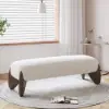Curva Boucle Upholstered Bedroom Bench – 145cm – White Long Wood