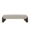 Curva Boucle Upholstered Bedroom Bench – 145cm – White Long Wood