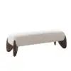 Curva Boucle Upholstered Bedroom Bench – 145cm – White Long Wood